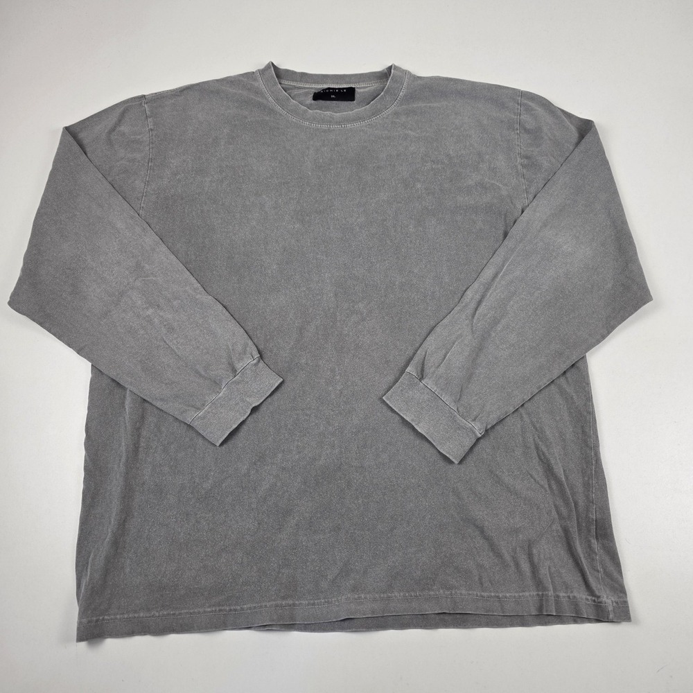 Richie Le Shirt Mens 2XL Gray Long Sleeve Washed Cotton Crewneck T-Shirt Tee